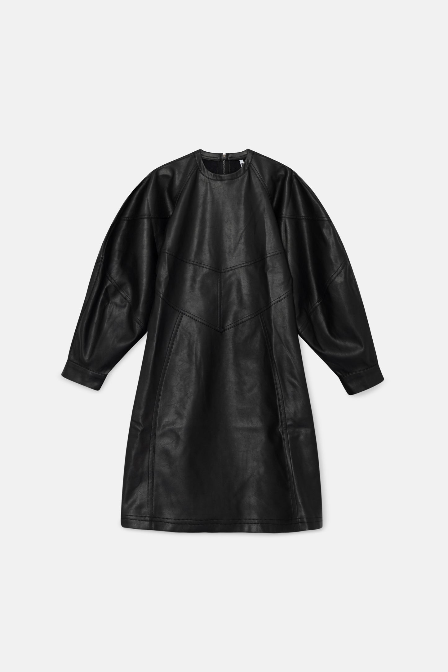 Short black faux leather dress