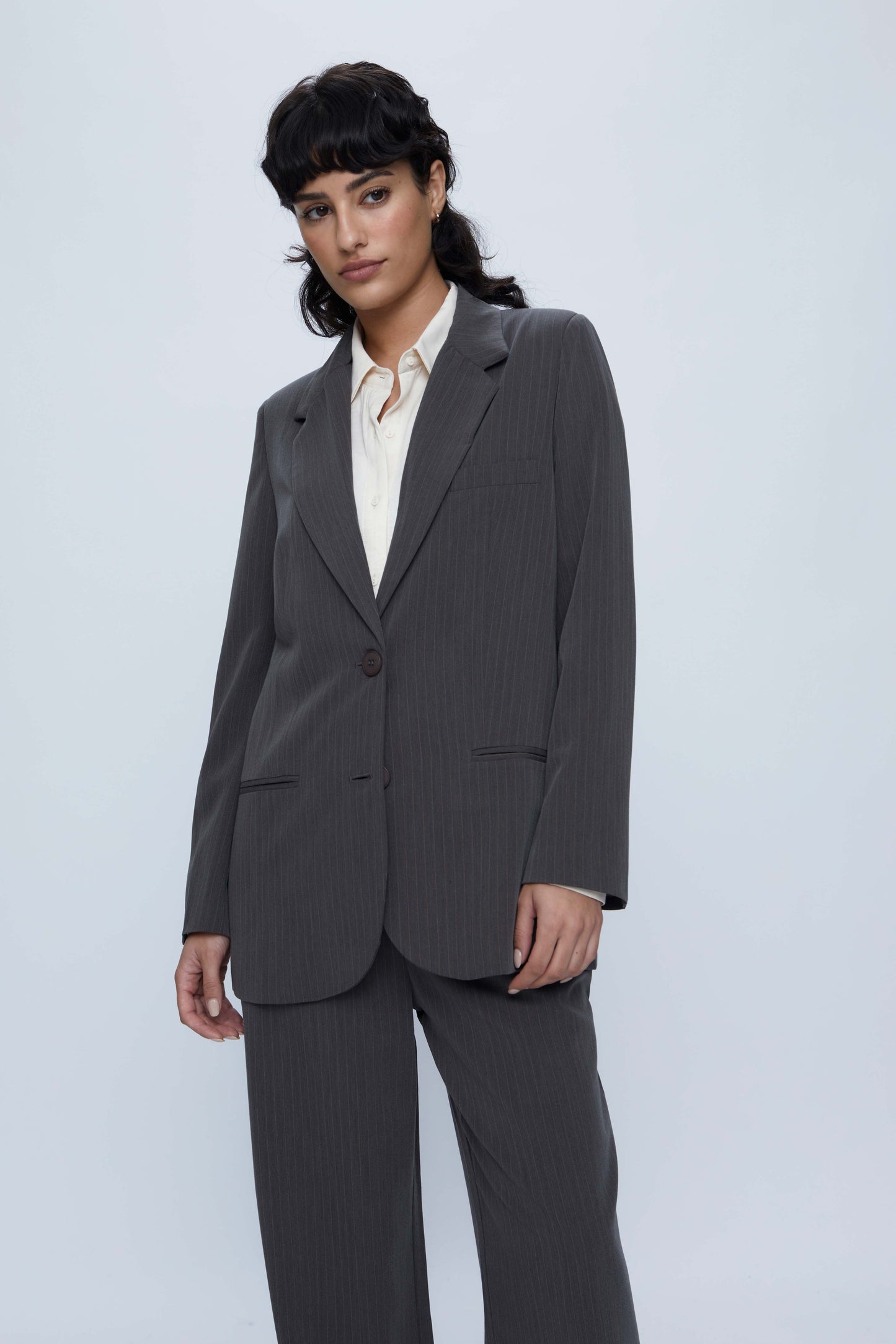 Gray Pinstripe Suit Blazer