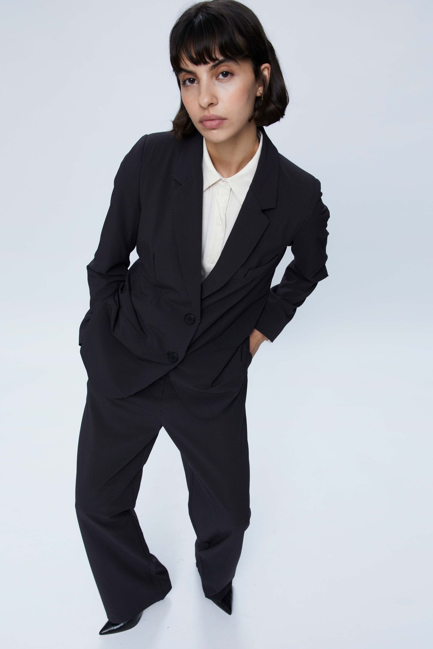 Black Pinstripe Suit Blazer