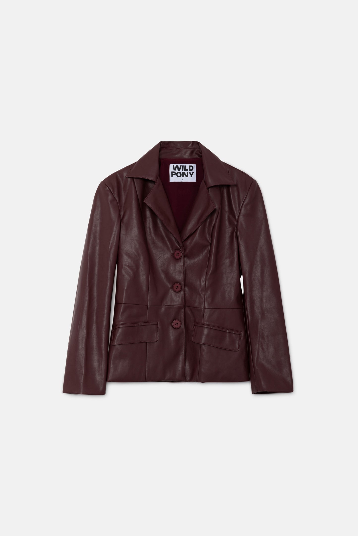 Brown Faux Leather Suit Blazer