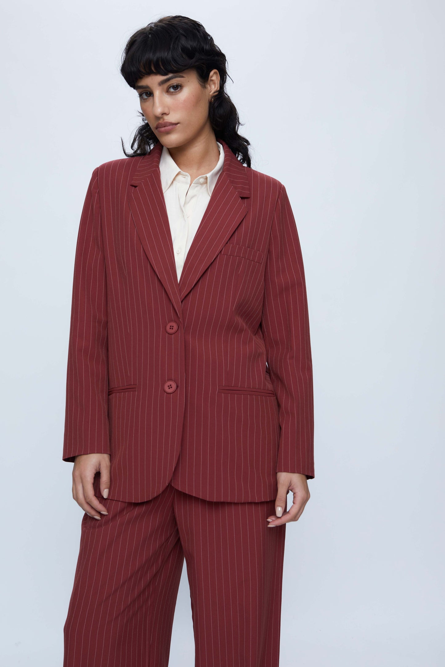 Blazer de traje con raya diplomática granate