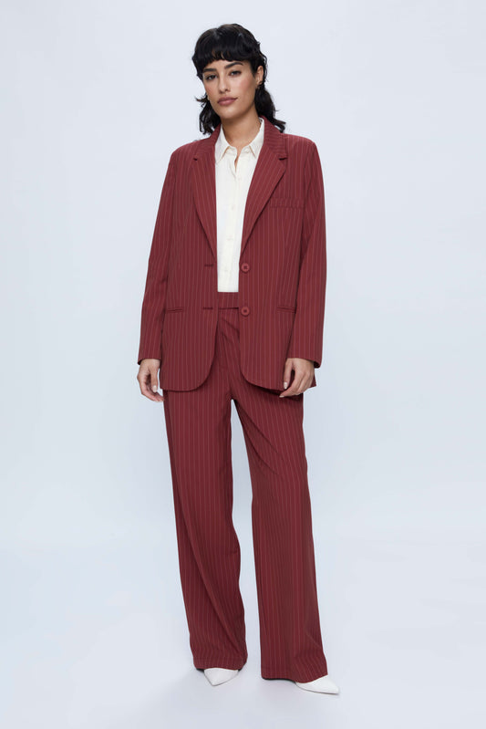 Maroon Pinstripe Suit Blazer
