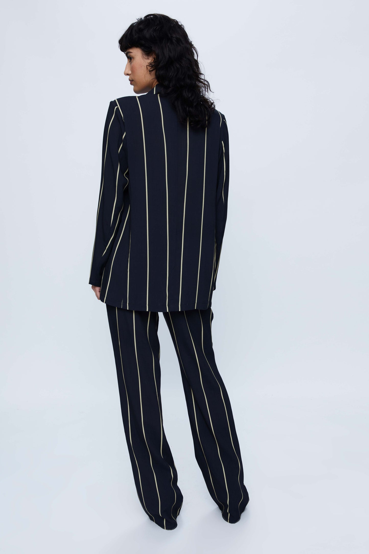Black striped suit blazer