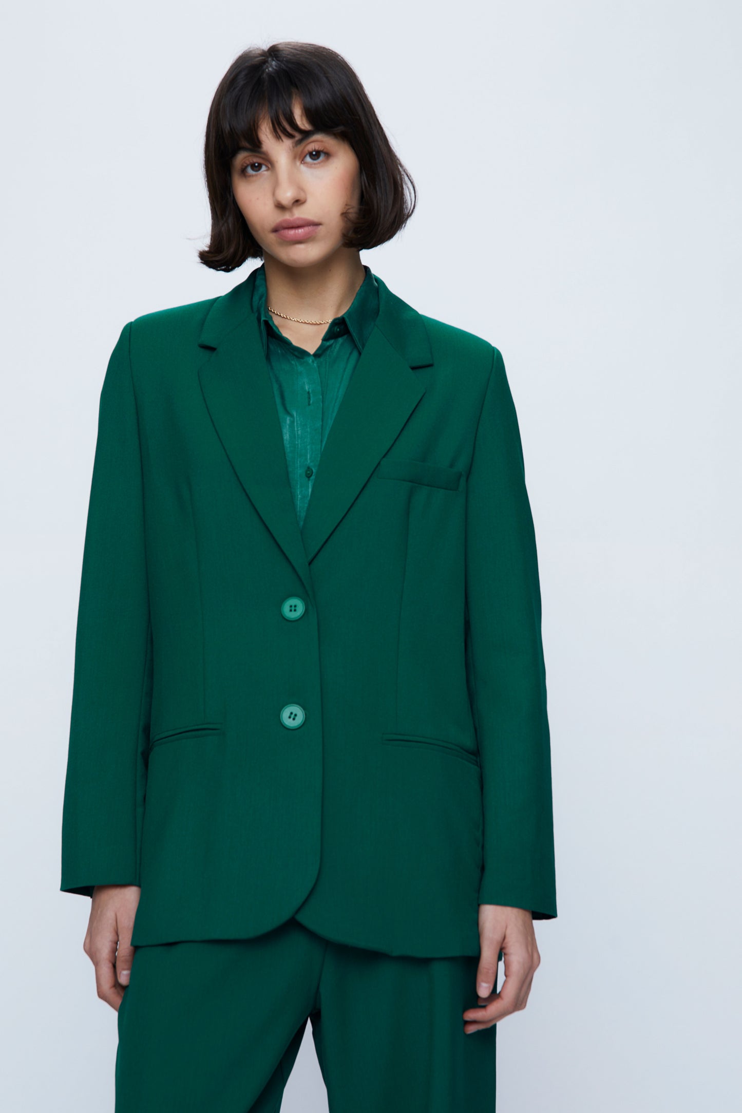 Blazer de traje de crepé verde