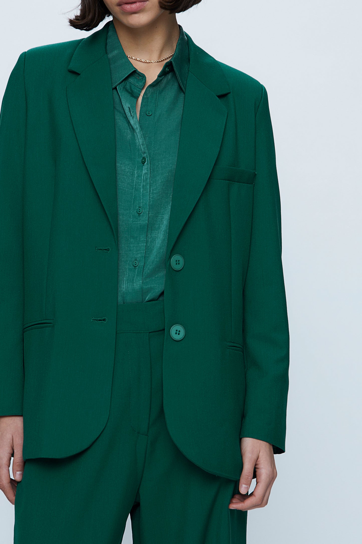 Green Crepe Suit Blazer