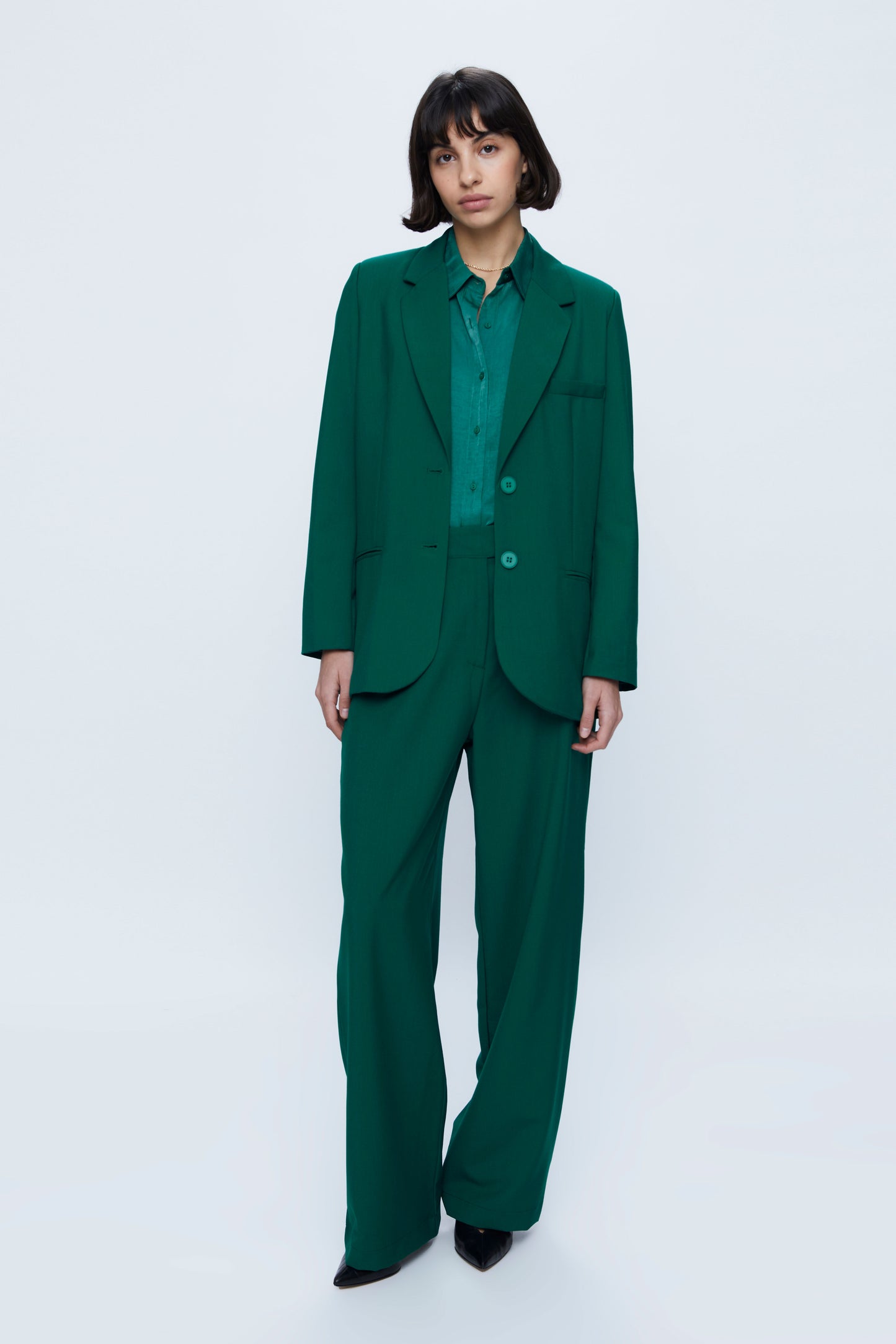 Green Crepe Suit Blazer
