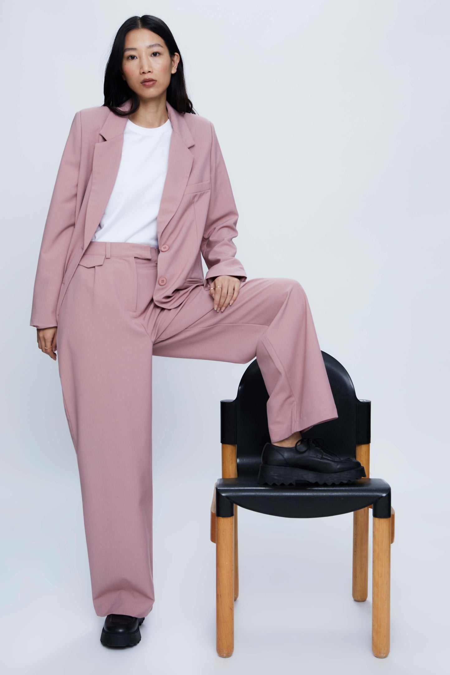 Pink crepe suit pants