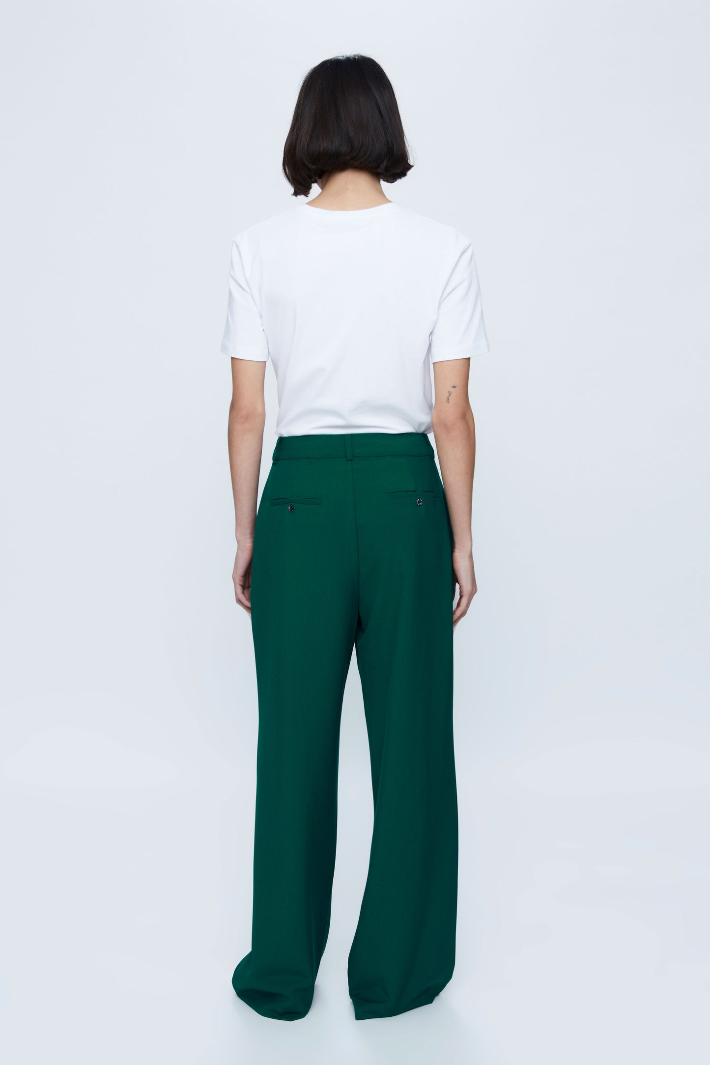 Green Crepe Suit Pants