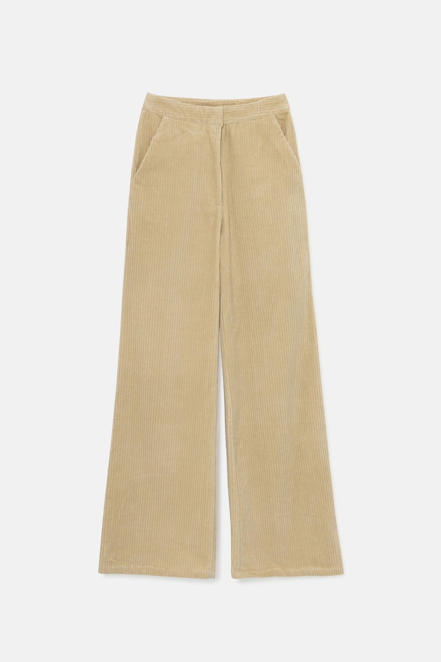 Long white corduroy pants with high waist