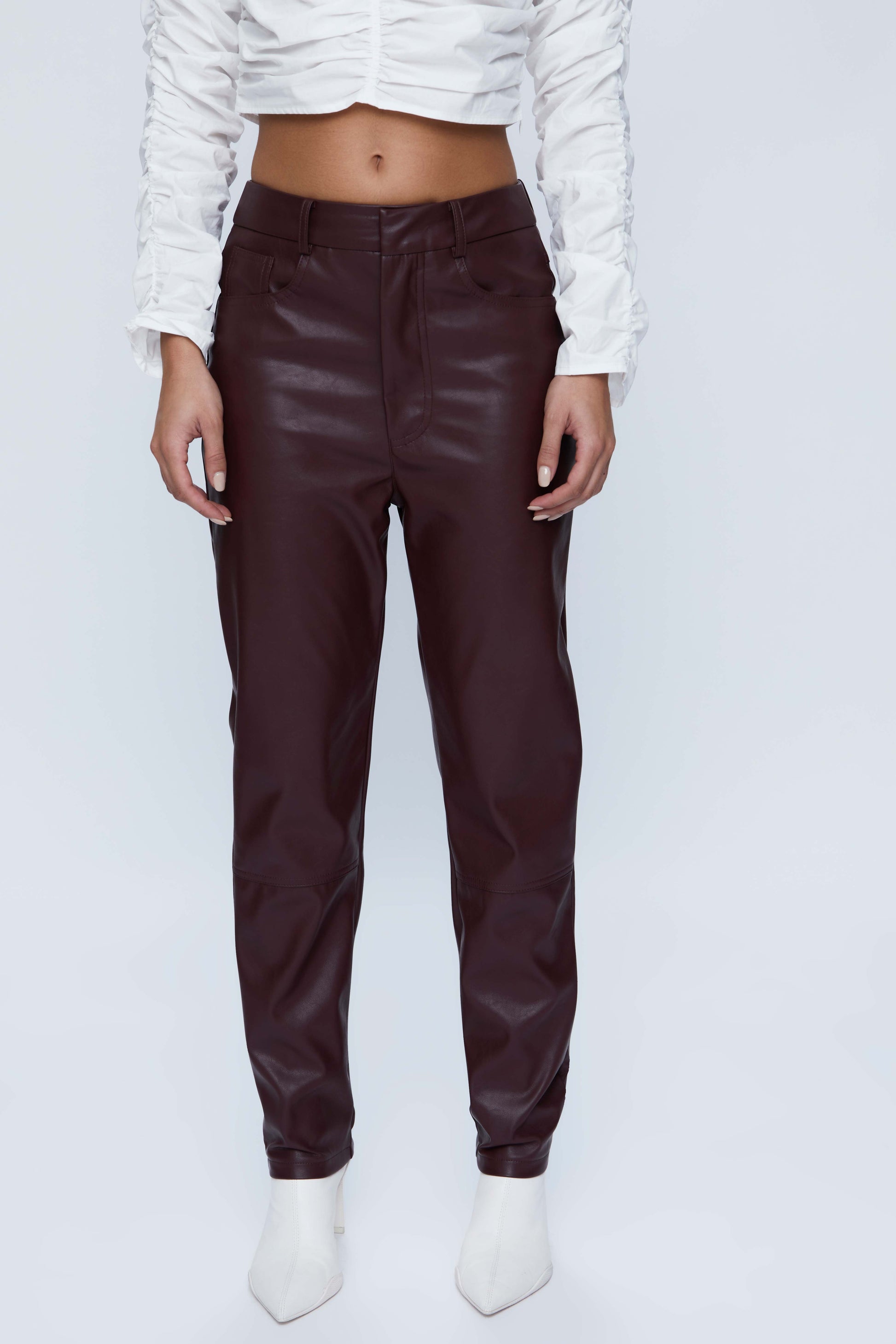 Long straight maroon faux leather pants - Wild Pony