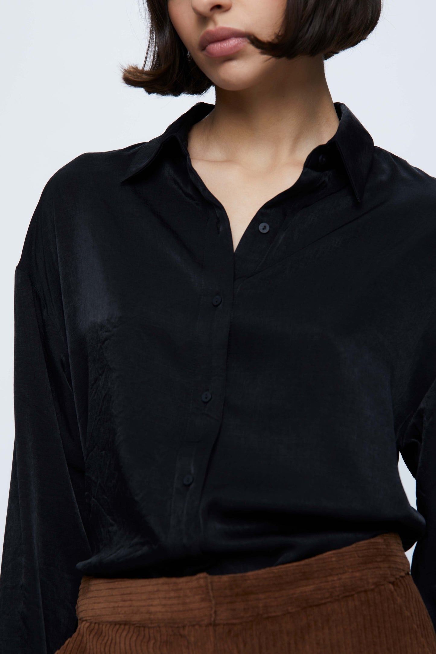 Black long sleeve fluid shirt