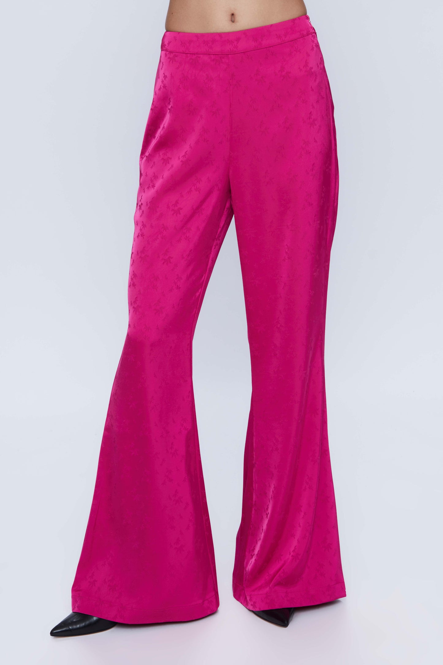 Flowing suit pants in pink jacquard