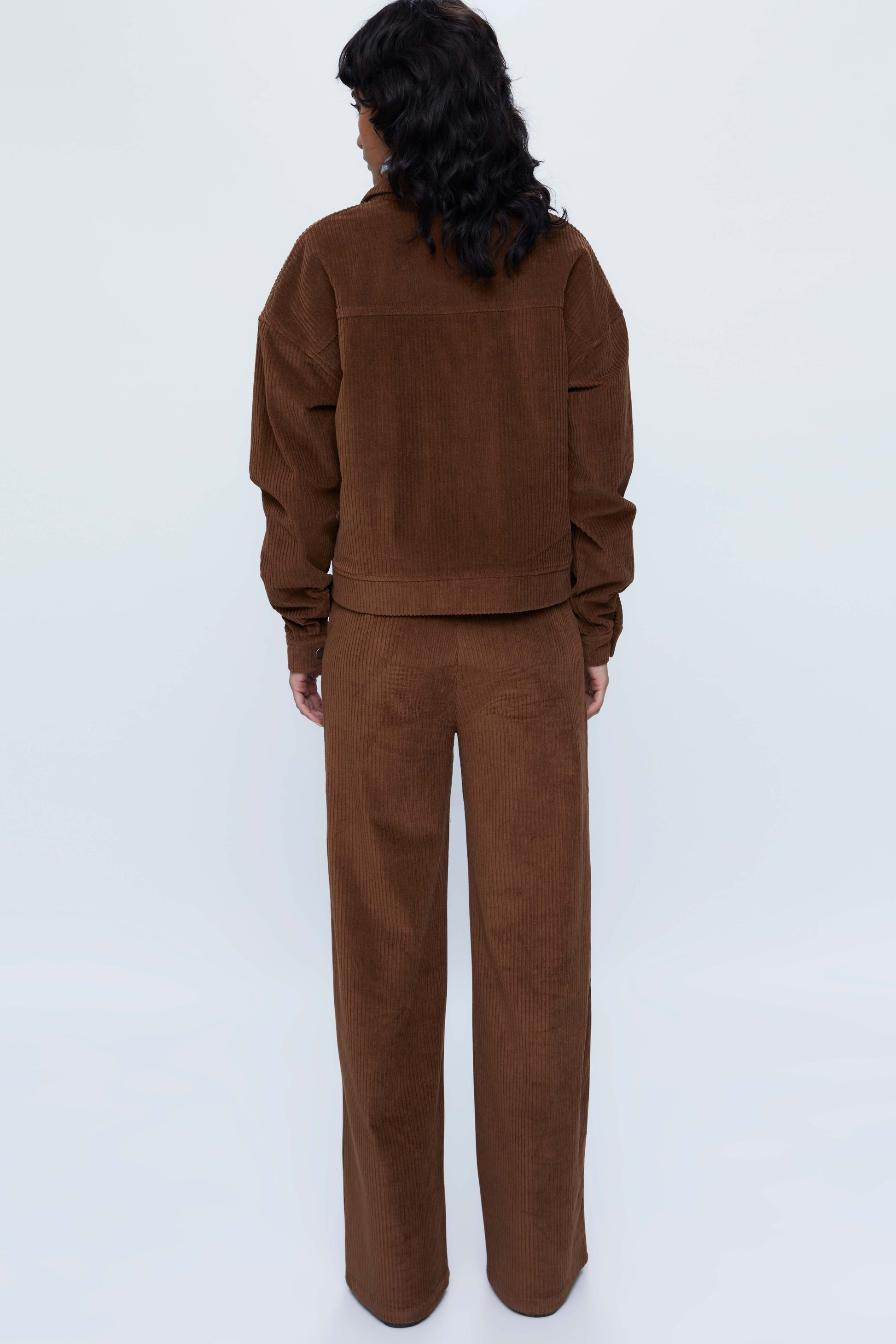 Long brown corduroy pants with high waist