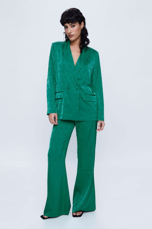 Flowing blazer in green jacquard