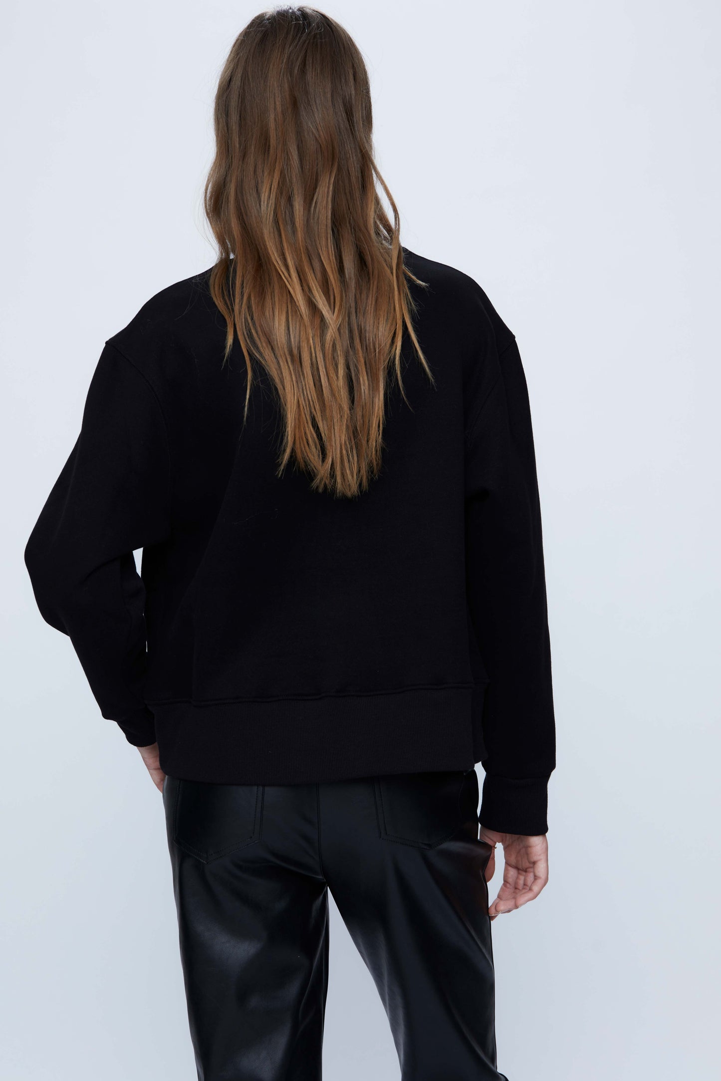 Black Graphic Fleece Sweatshirt