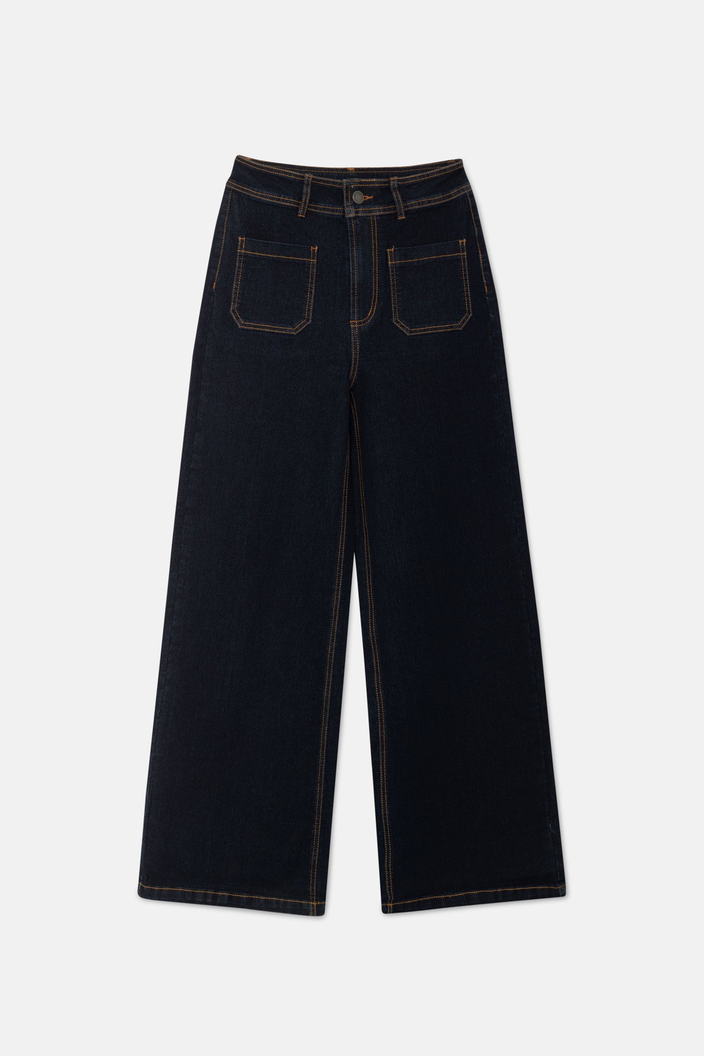 Blue high-rise straight jeans