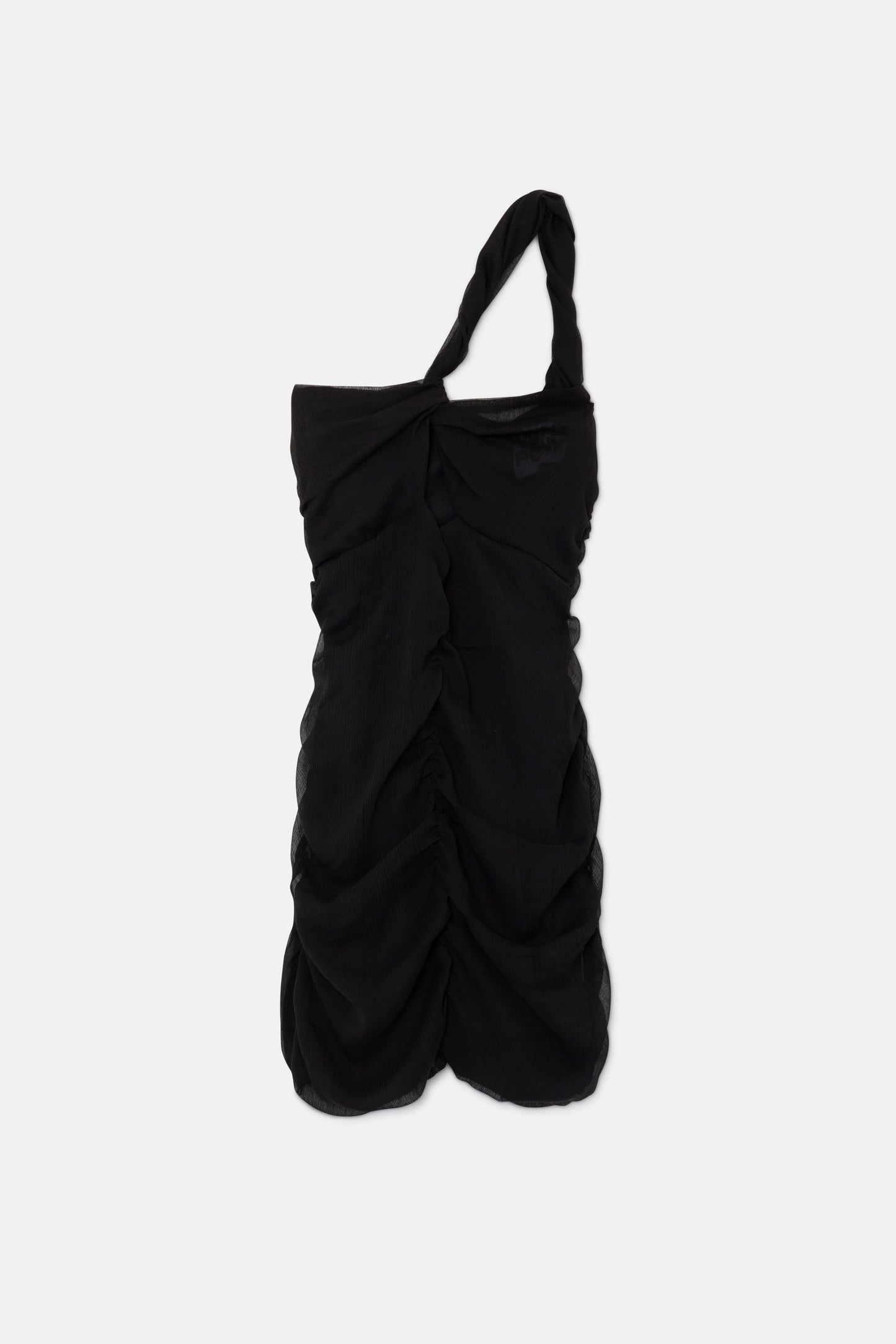 Short asymmetrical dress with black bow