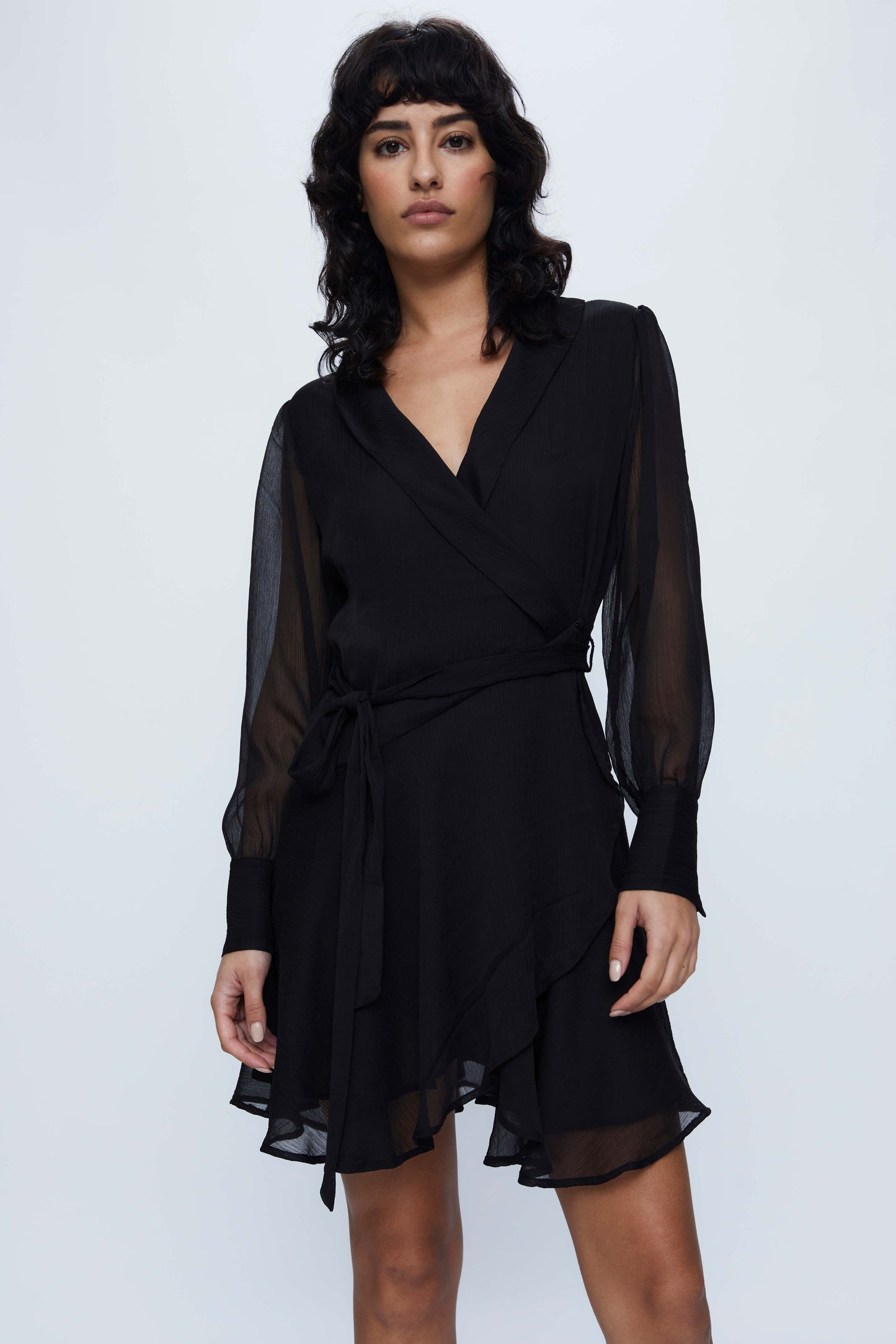 Short black wrap dress