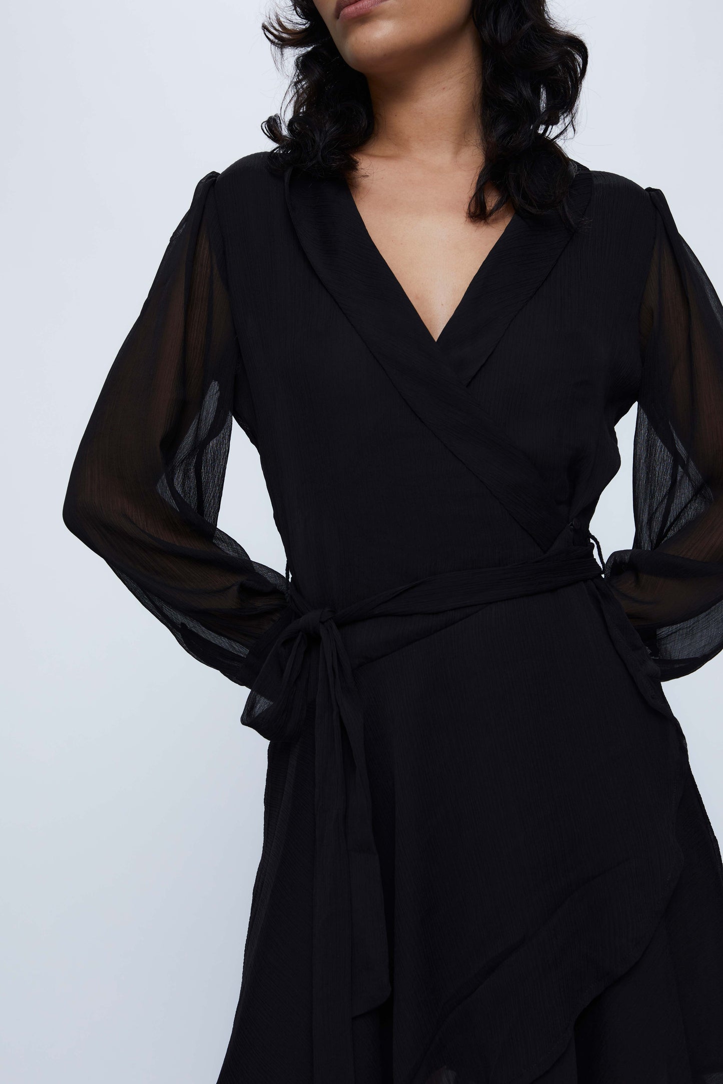 Short black wrap dress