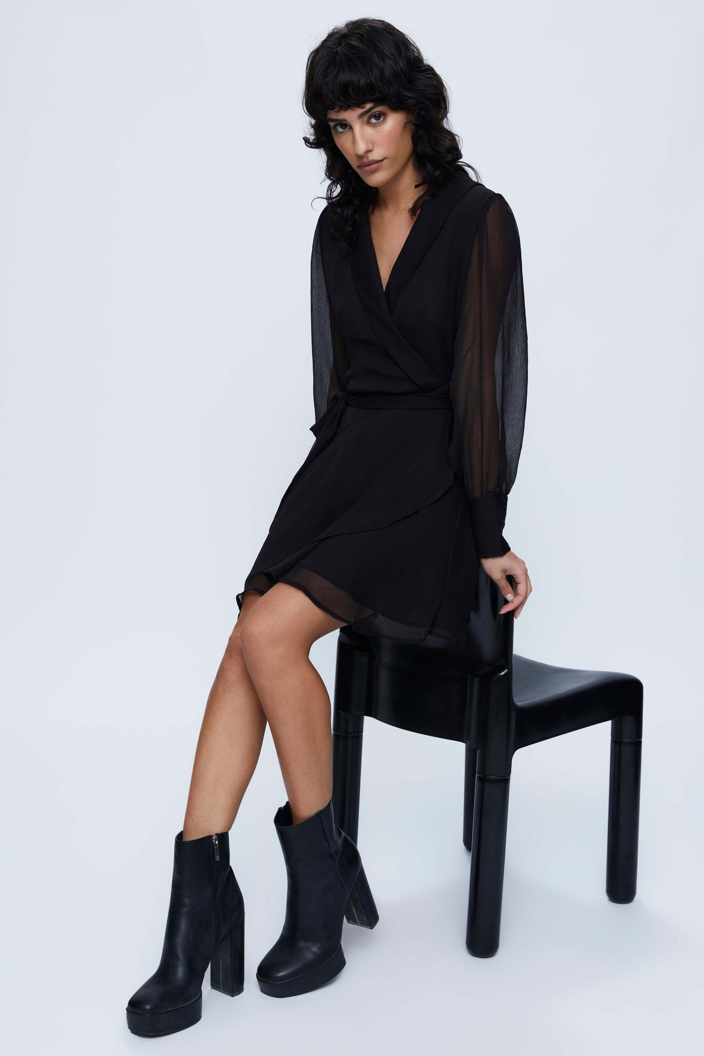 Short black wrap dress