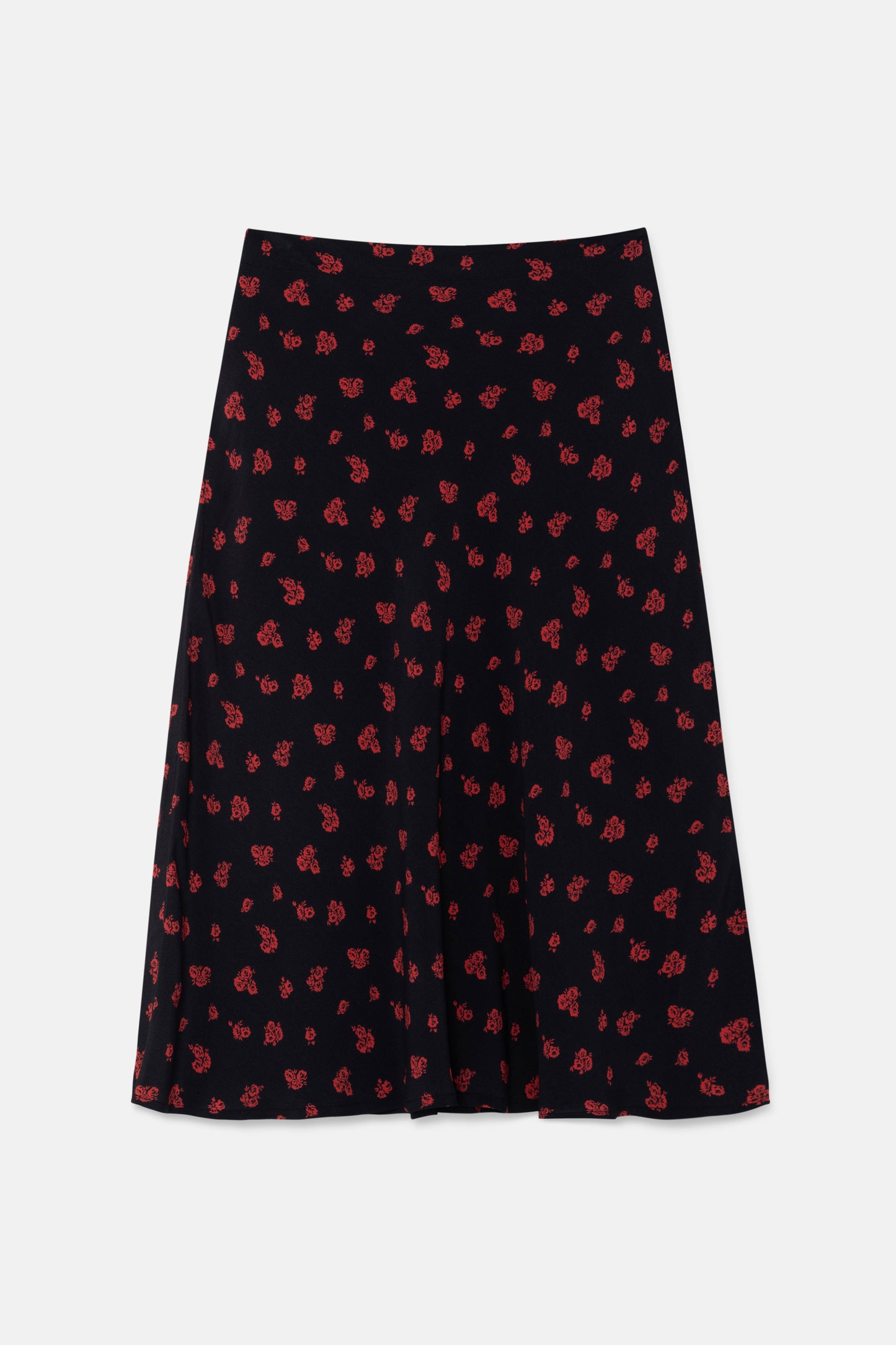 Flowy midi skirt with red flower print