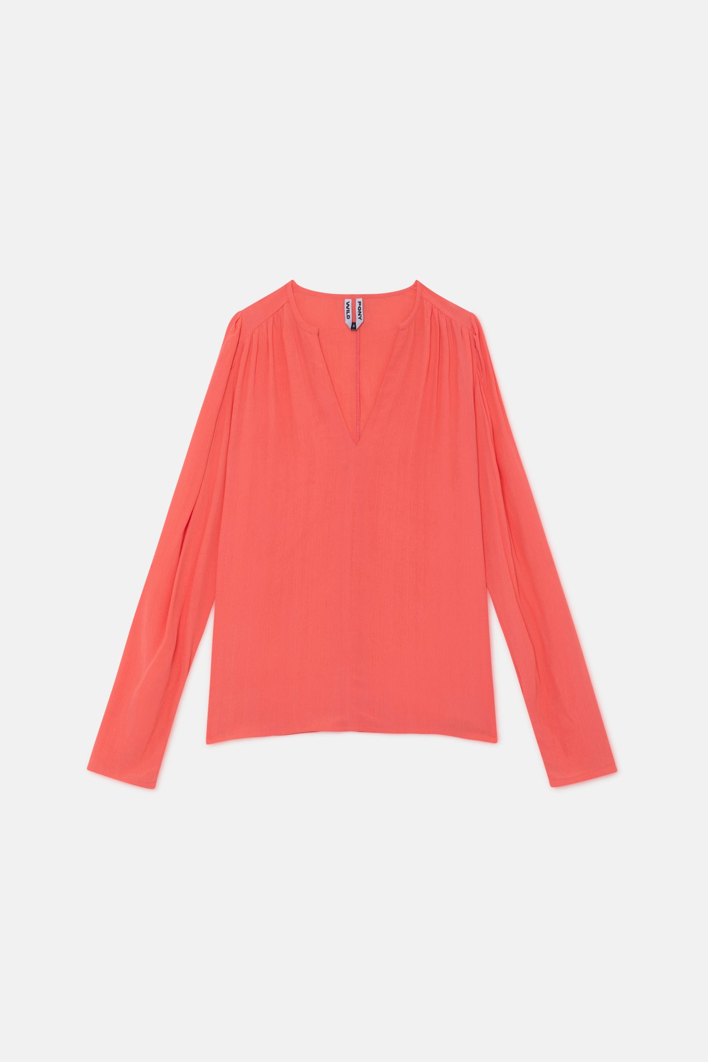 Top de manga larga con escote pico rosa