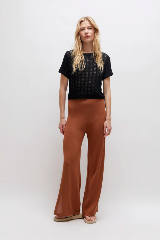 Straight brown knit pants