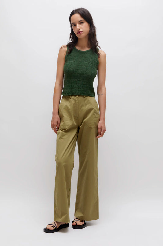 Green sleeveless knit top