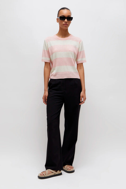 Pink striped knitted sweater