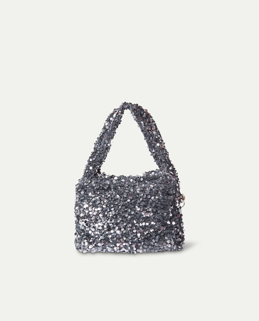 Handbag with silver sequins