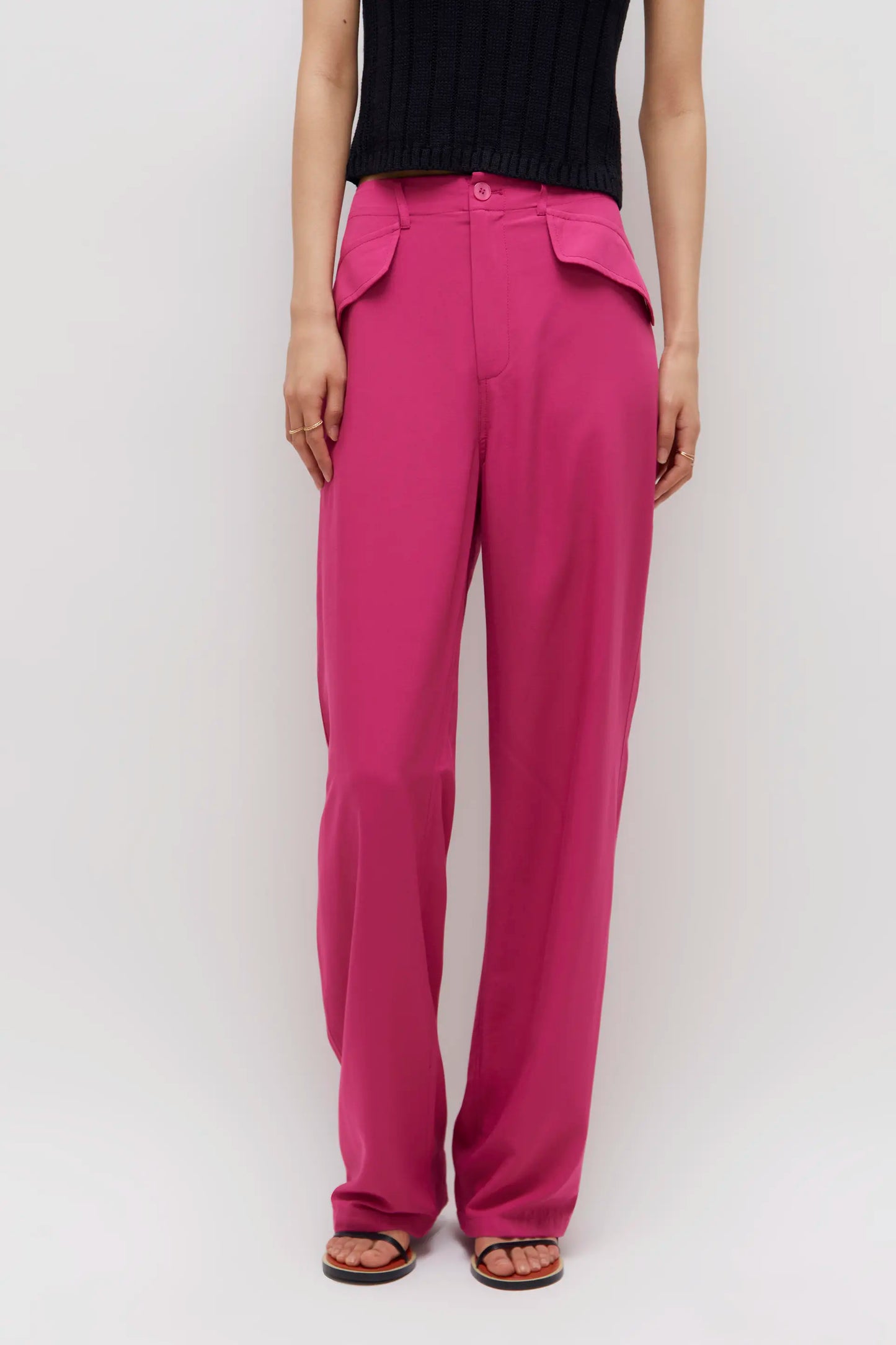 Pantalón recto traje rosa