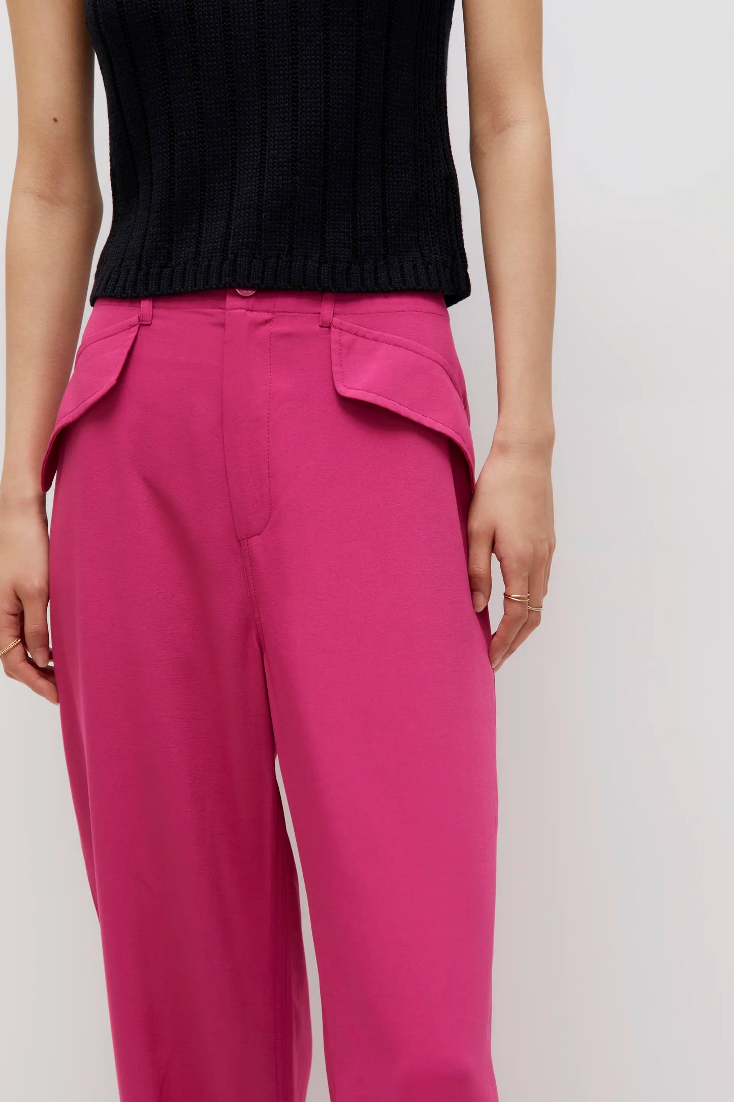 Pantalón recto traje rosa