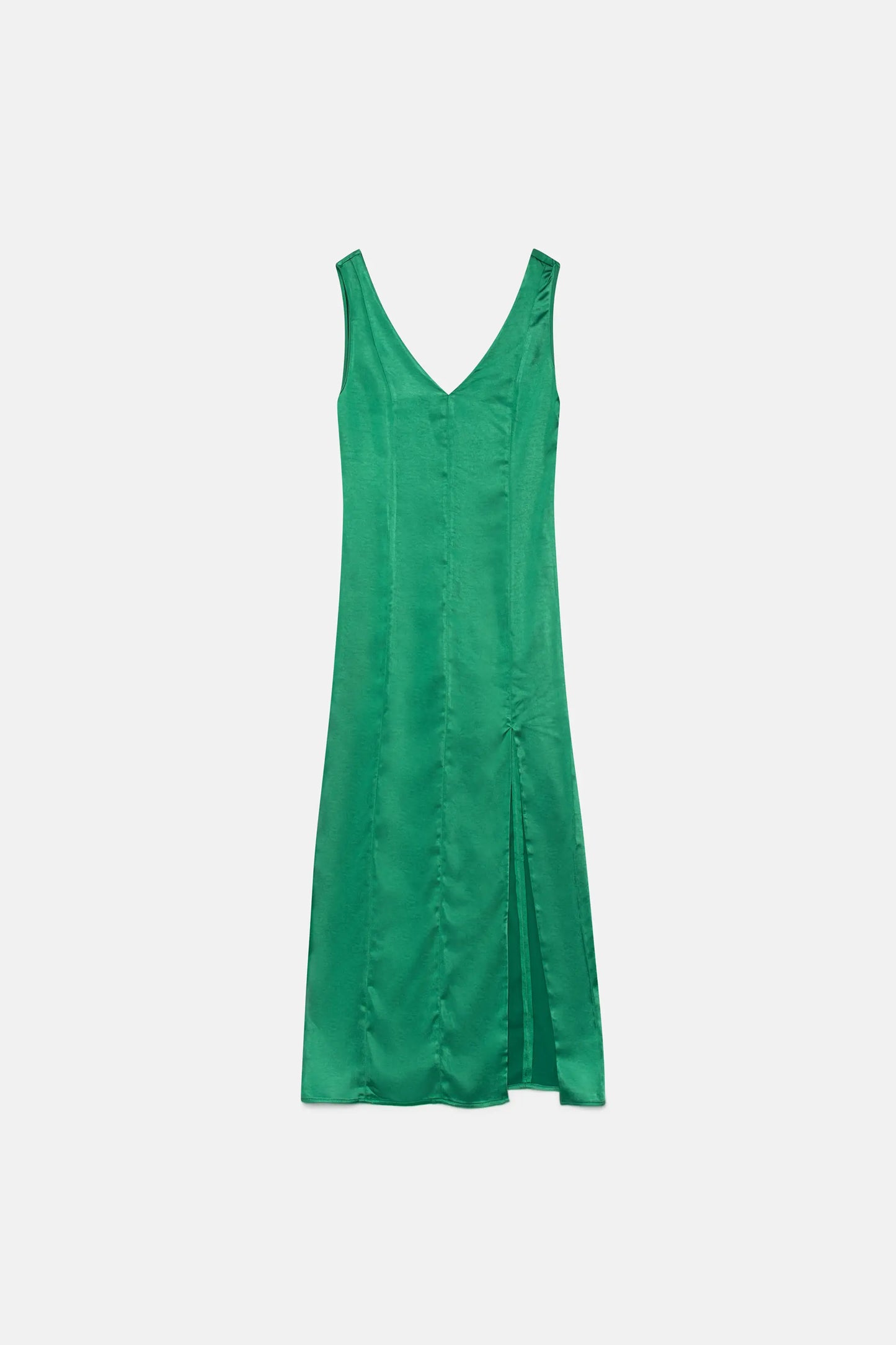 Vestido largo satinado verde
