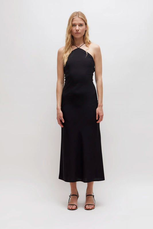 Long black halter dress