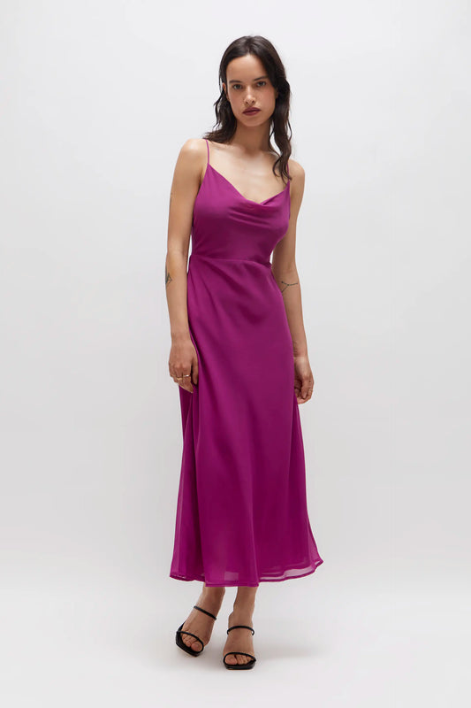 Long purple strap dress