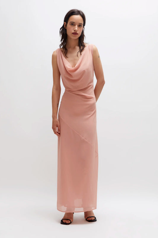 Long pink strap dress