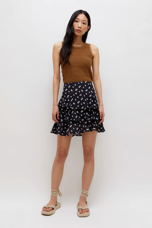 Flora Linum ruffled short skirt