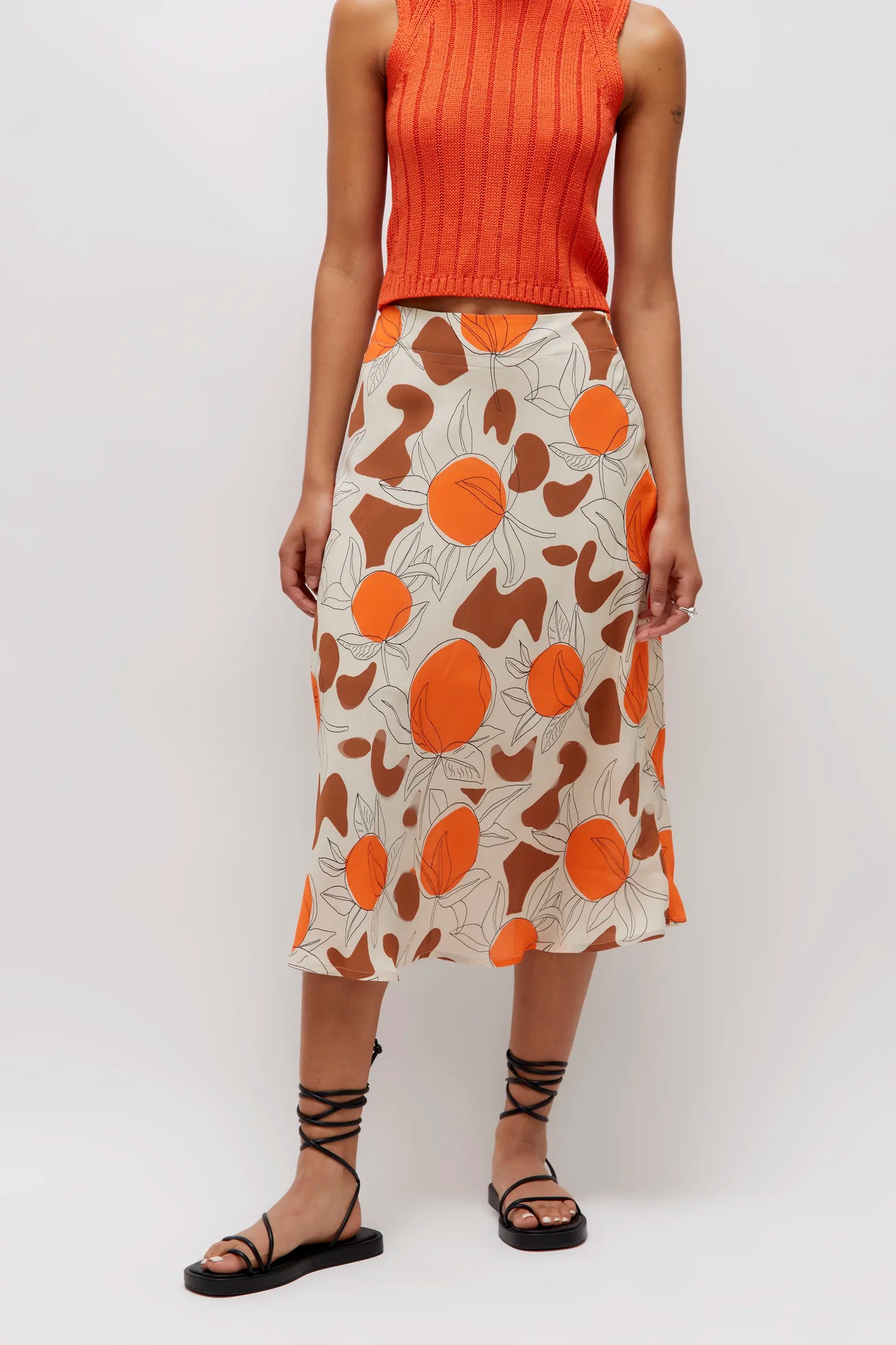 Falda midi estampado Oranges Café