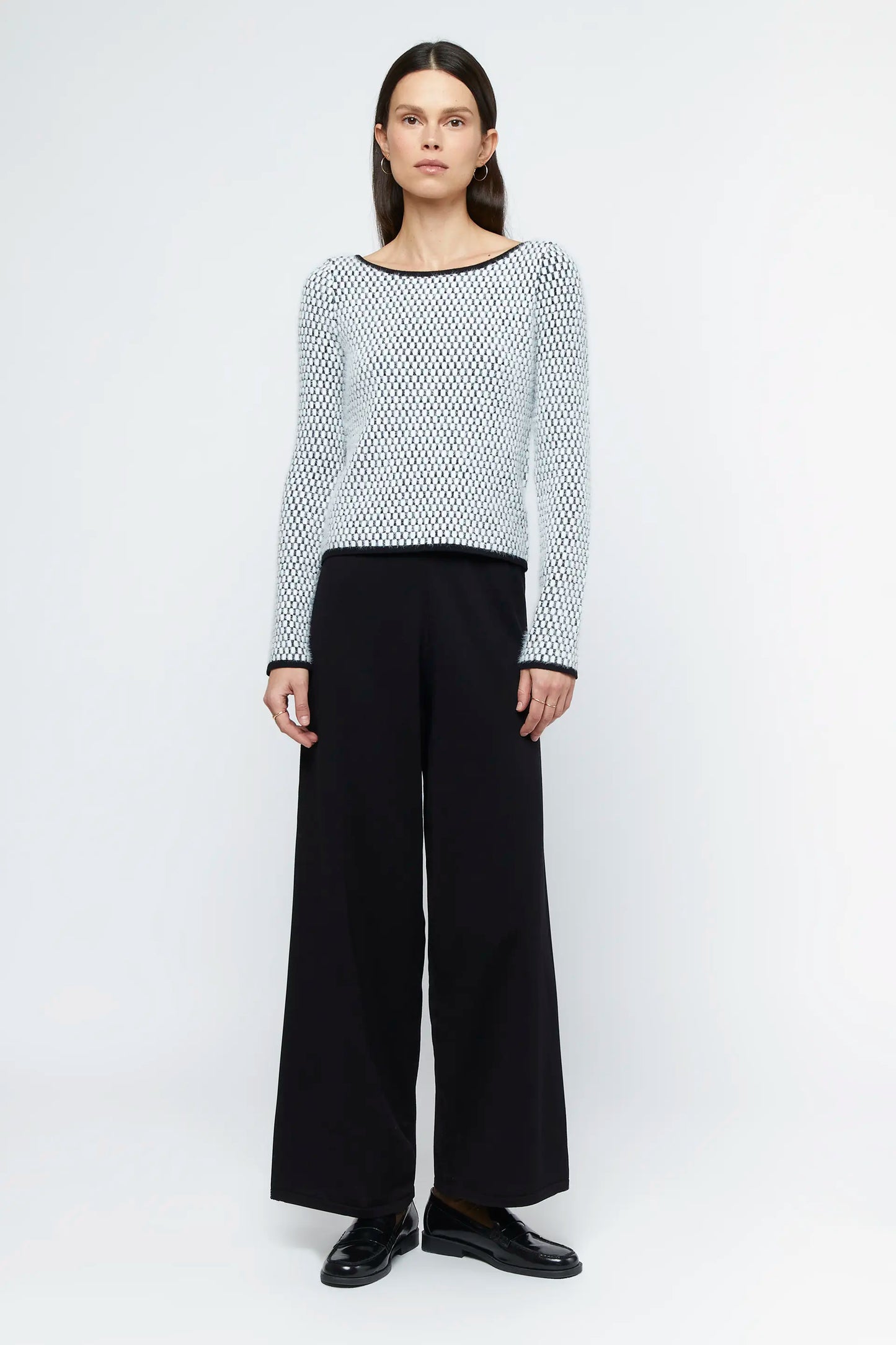 Black straight knit trousers