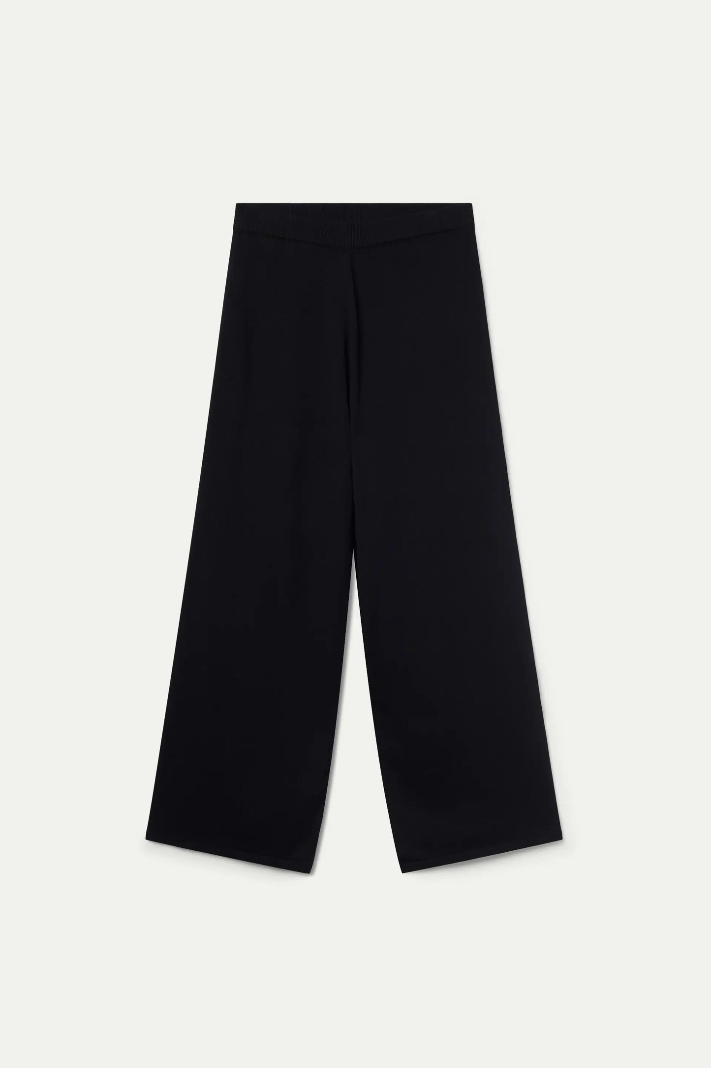 Black straight knit trousers