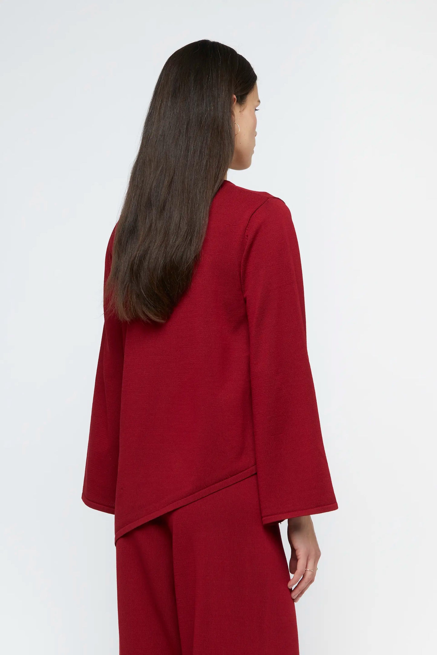 Asymmetric red knit sweater