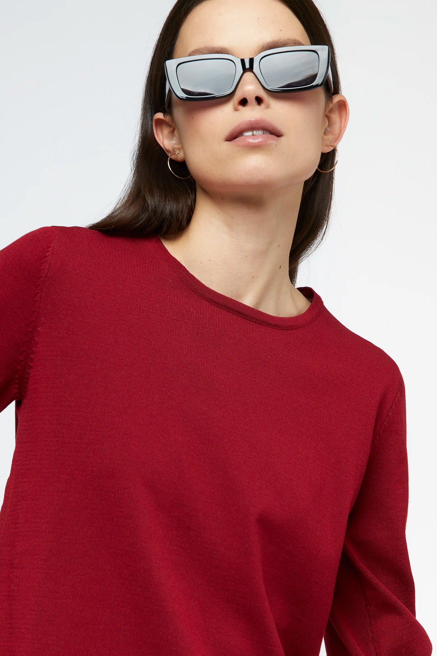 Asymmetric red knit sweater