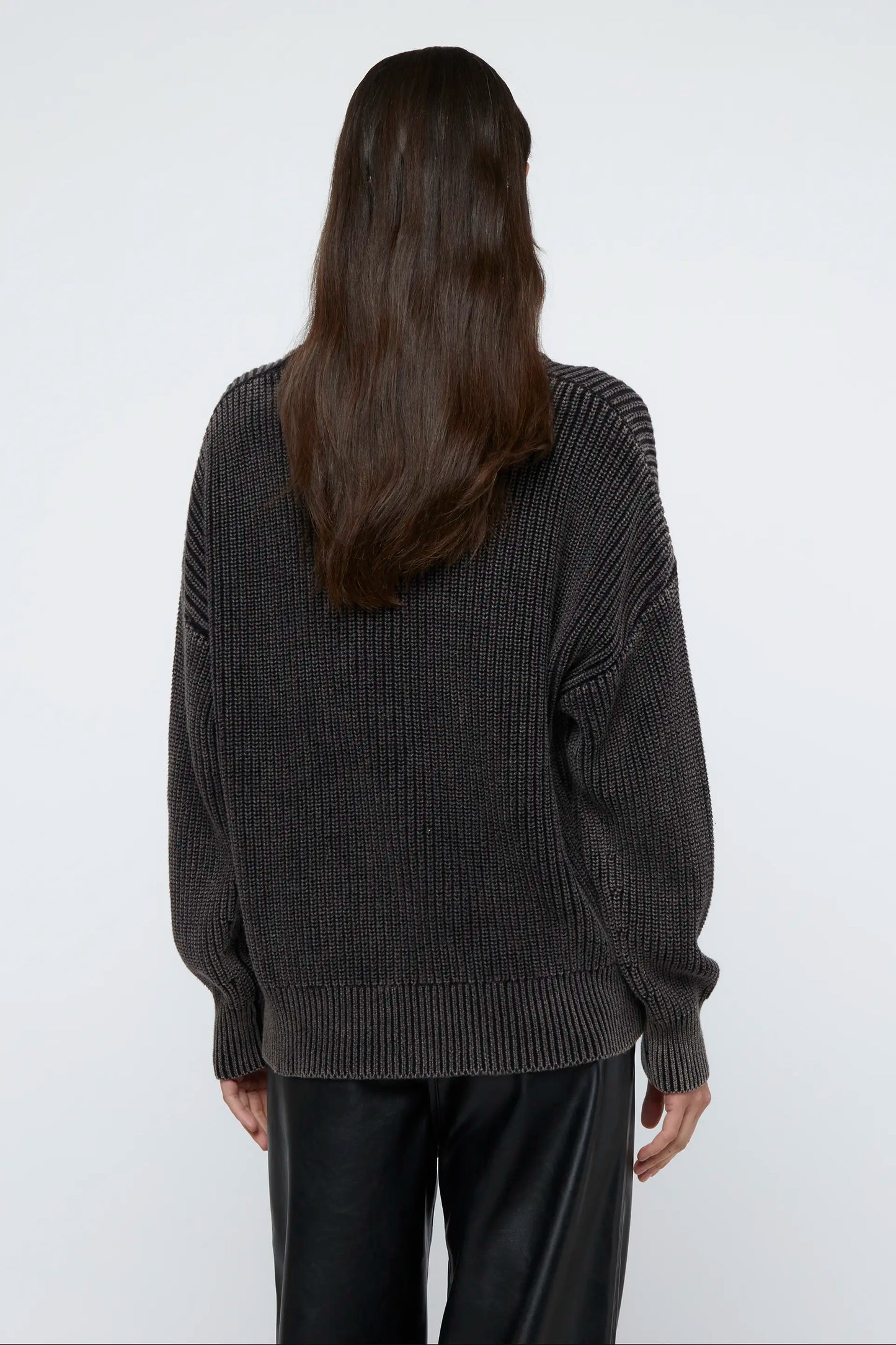 Black herringbone knit sweater