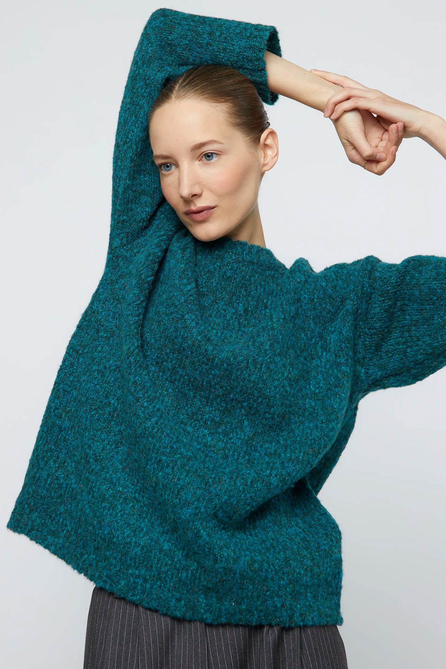 Blue loose knit sweater