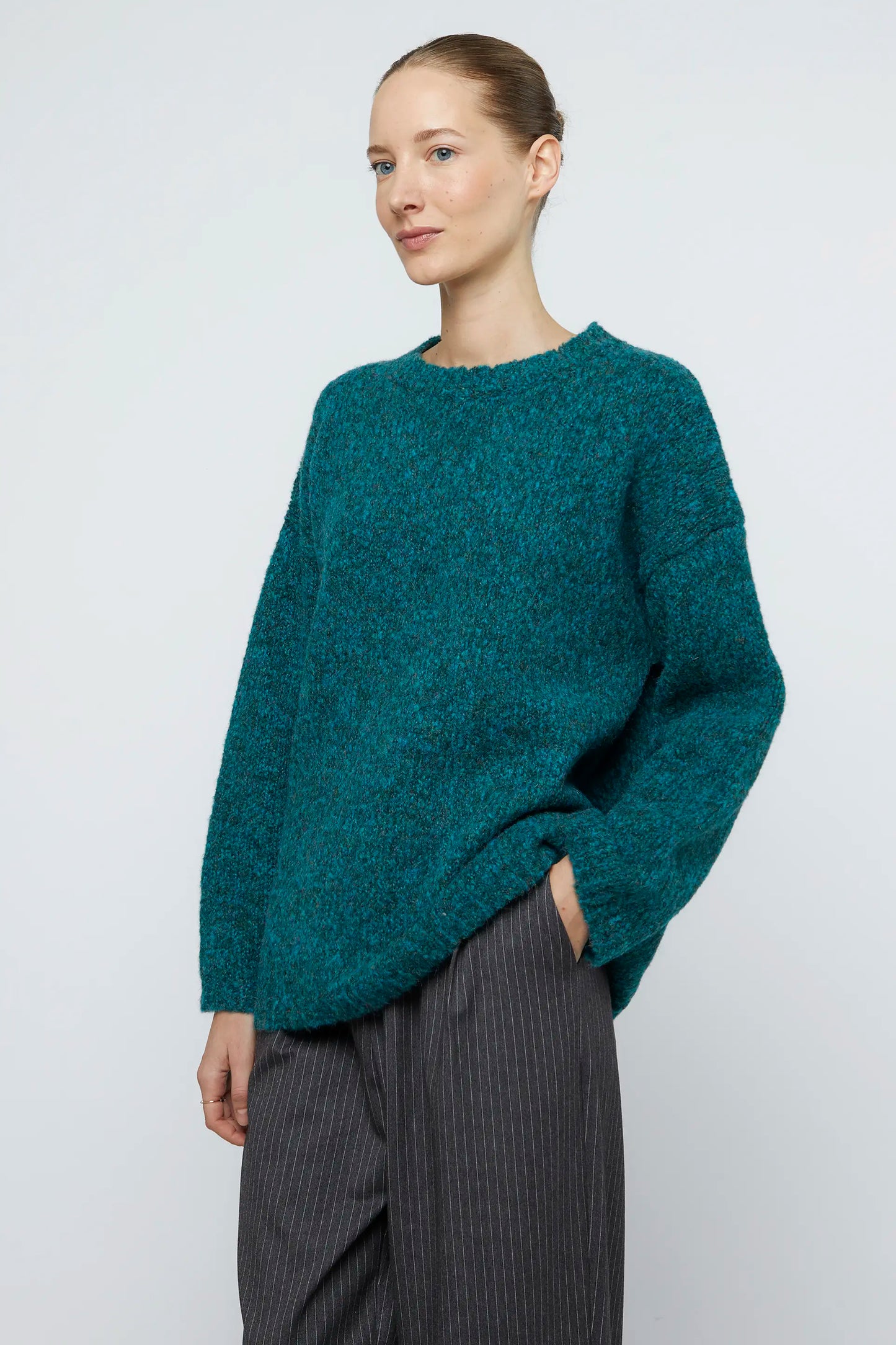 Blue loose knit sweater