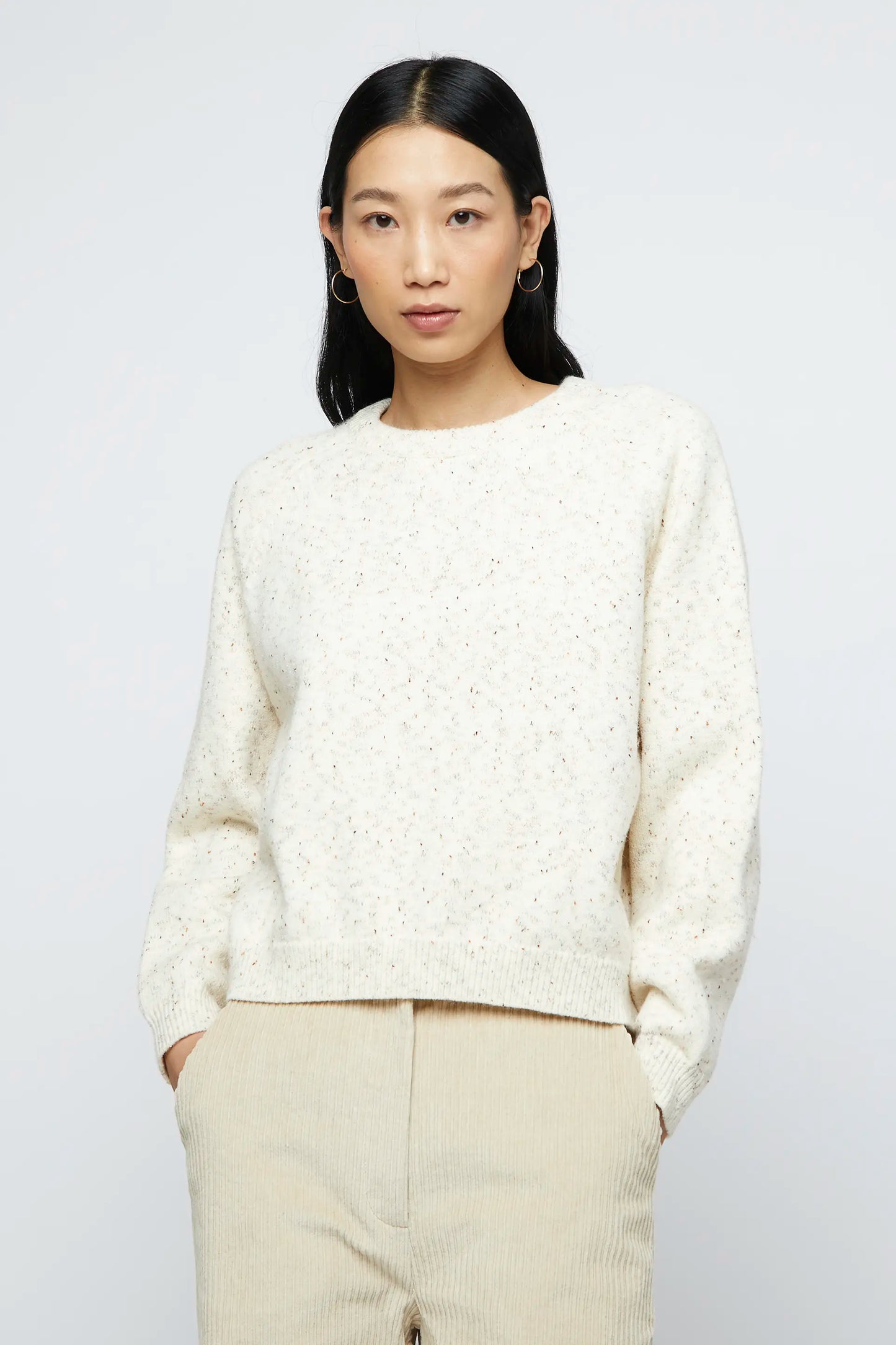 Beige mottled knit sweater