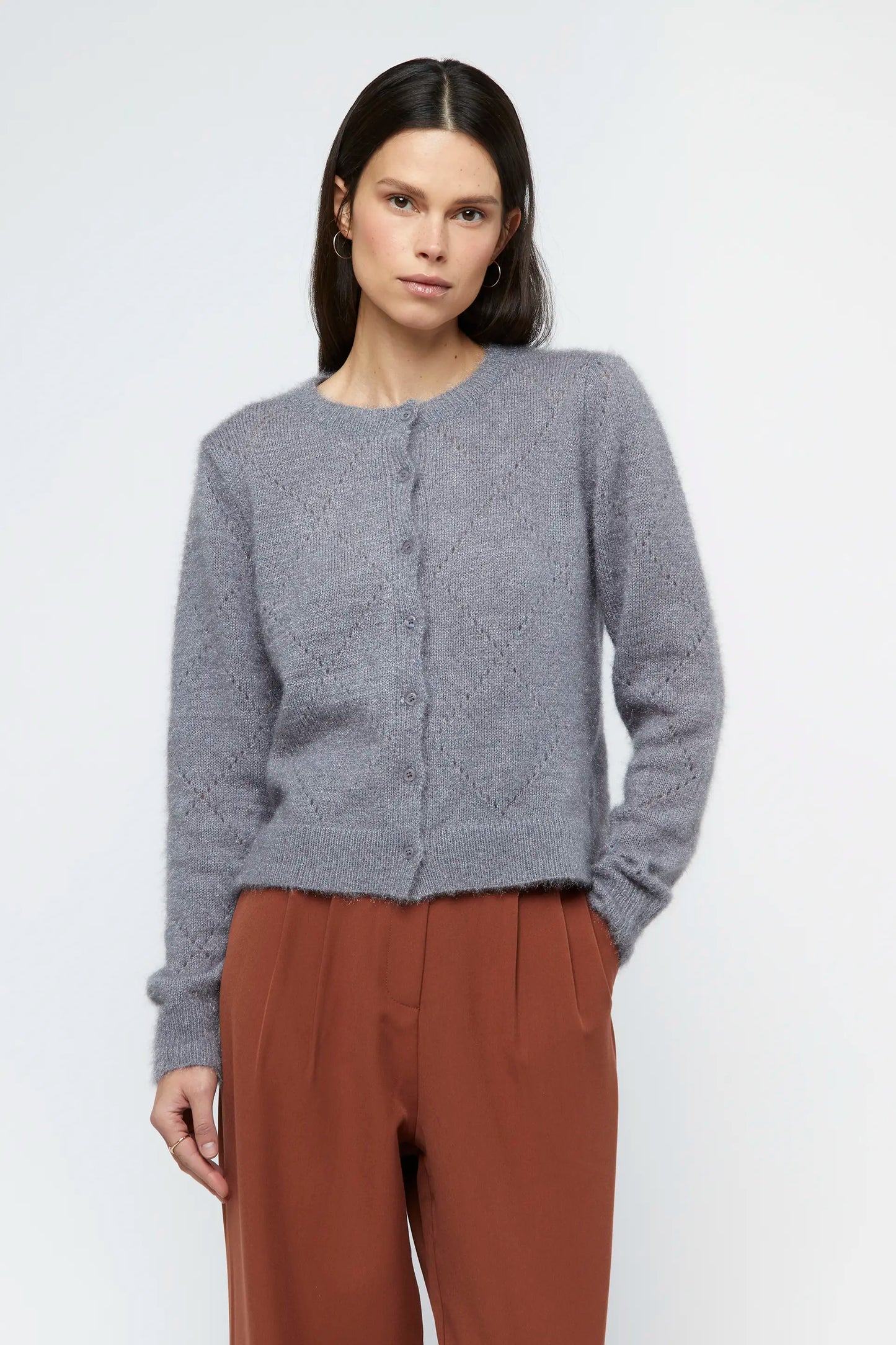 Soft grey knit cardigan