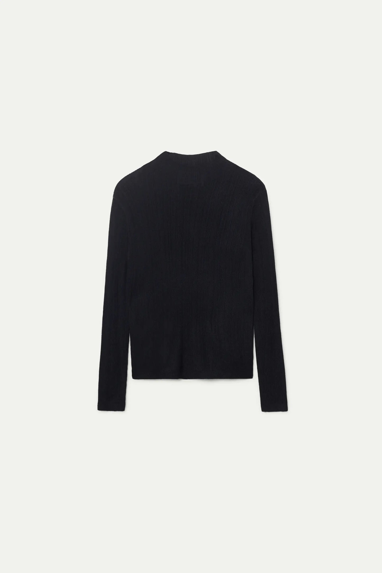 Black ribbed perkins neck top