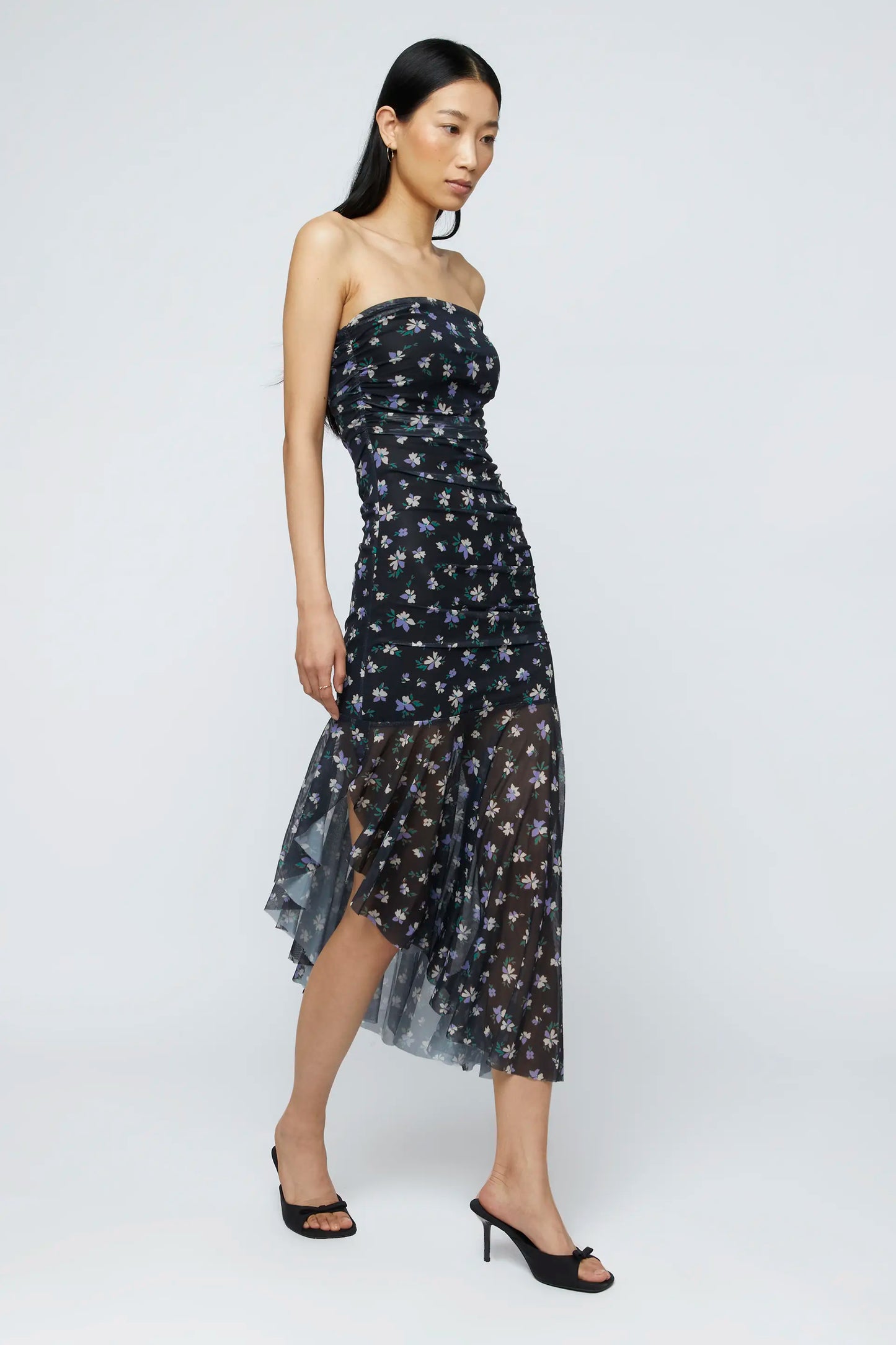 Anemona floral mesh midi dress