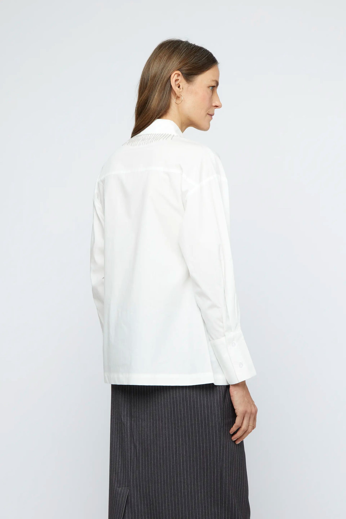 White beaded poplin shirt